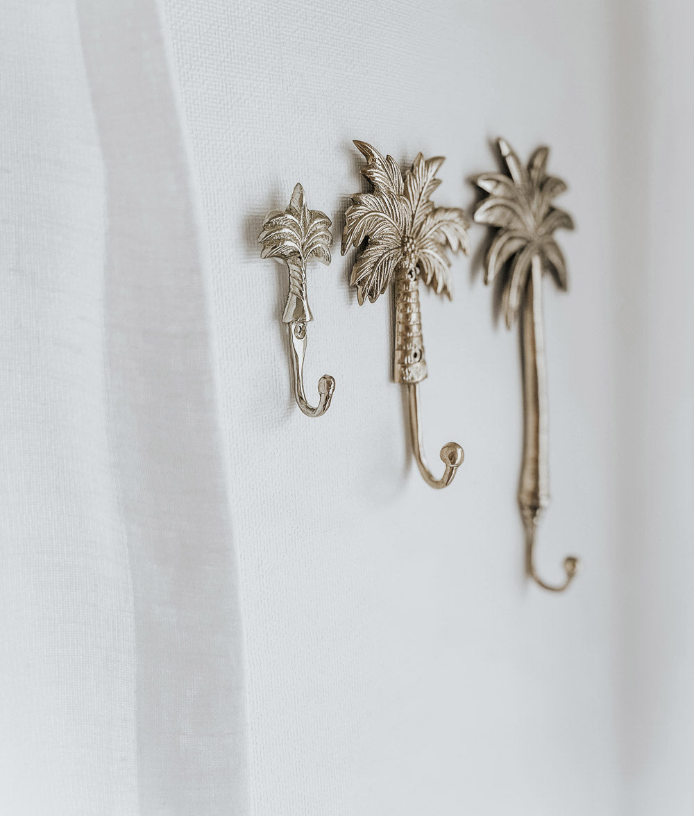 Bali Home™ | Balinese Brass Hooks & Hangers - Small Palm