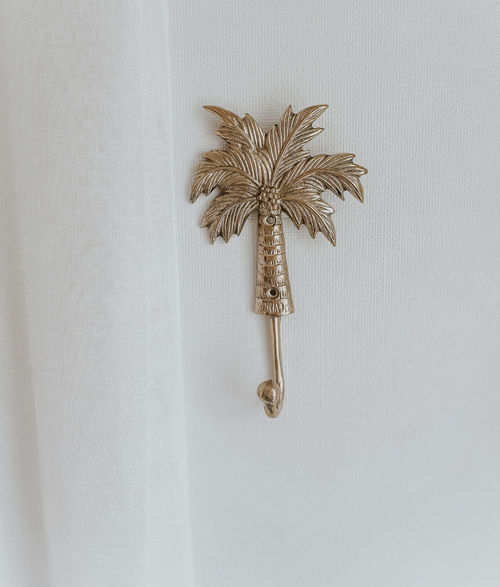 Bali Home™ | Balinese Brass Hooks & Hangers - Small Palm