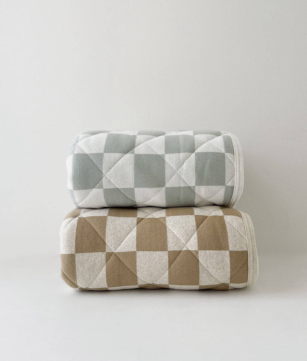 Bengali Baby & Kids | Cot & Single Cotton Bed Quilts - Khaki Gingham Checker