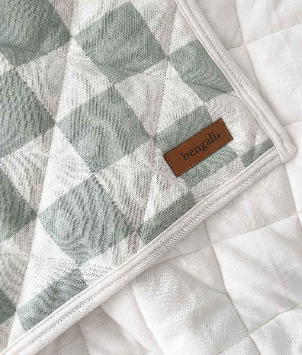 Bengali Bedding | Reversible Bed Quilts - Sage Gingham