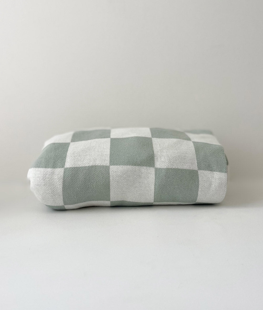 Bengali Bedding | Fitted Jersey Cotton Sheet - Sage Gingham