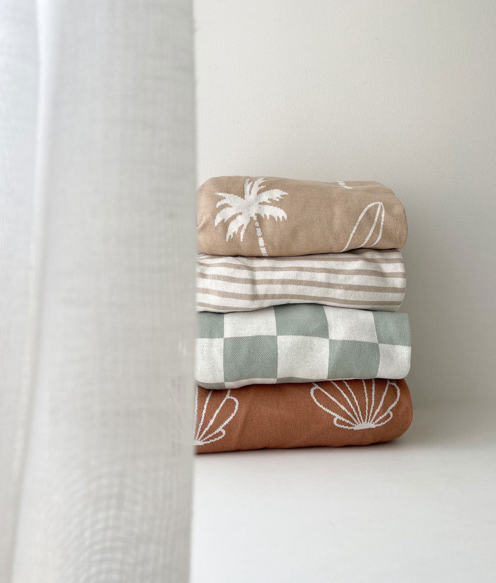 Bengali Bedding | Fitted Jersey Cotton Sheet - Sage Gingham