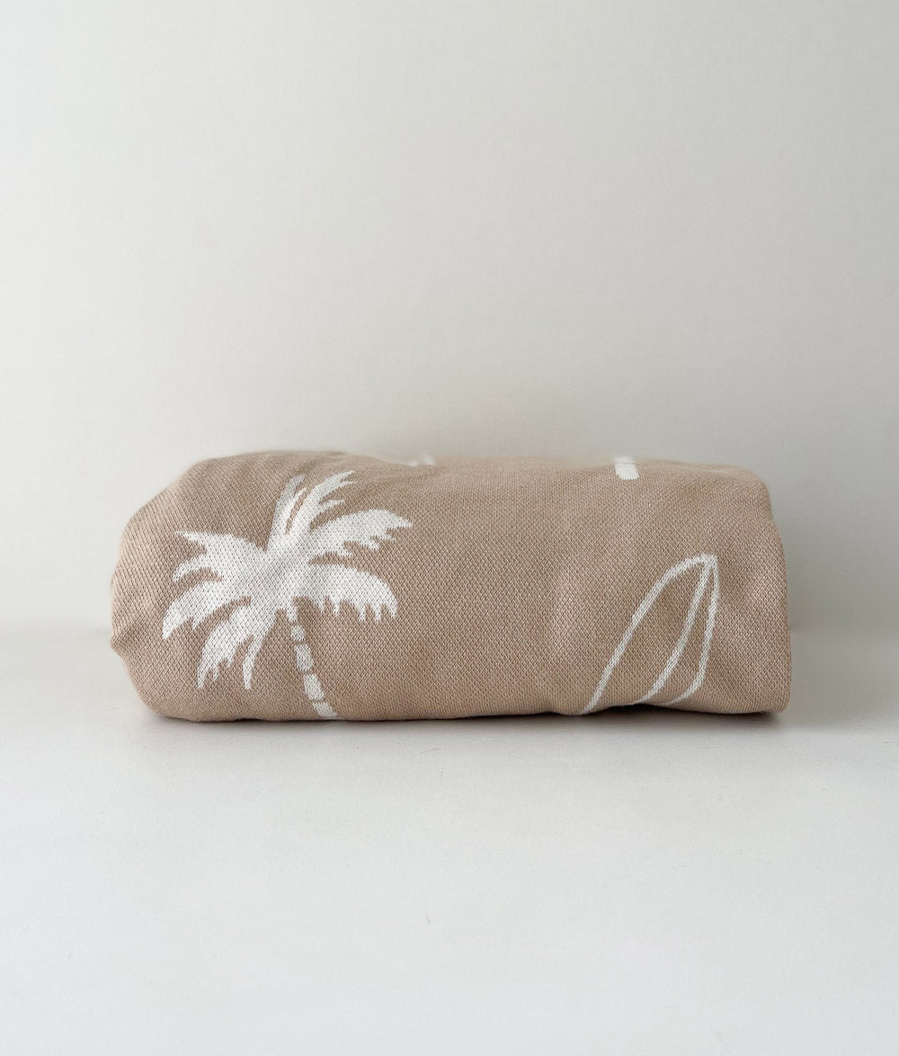 Bengali Bedding | Fitted Jersey Cotton Sheet - Natural Surfing Palm