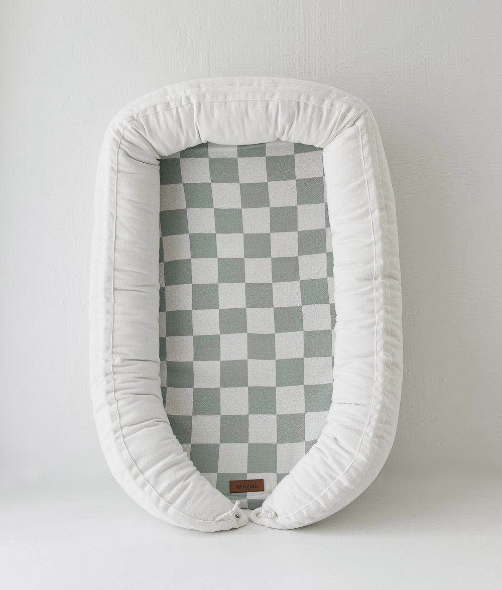 Bengali Baby | Portable Baby Lounger - Sage Gingham