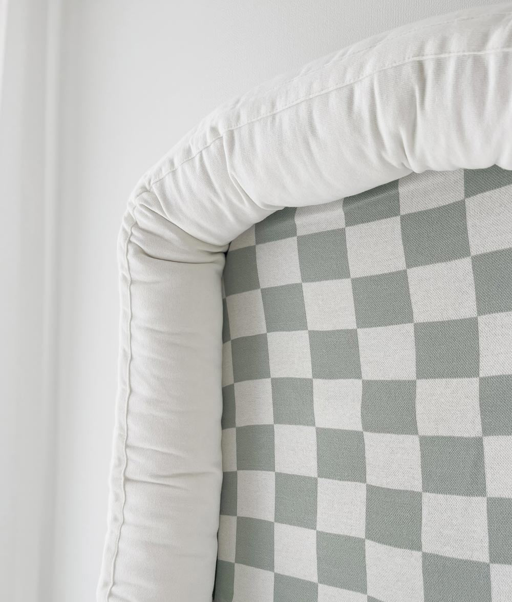 Bengali Baby | Portable Baby Lounger - Sage Gingham