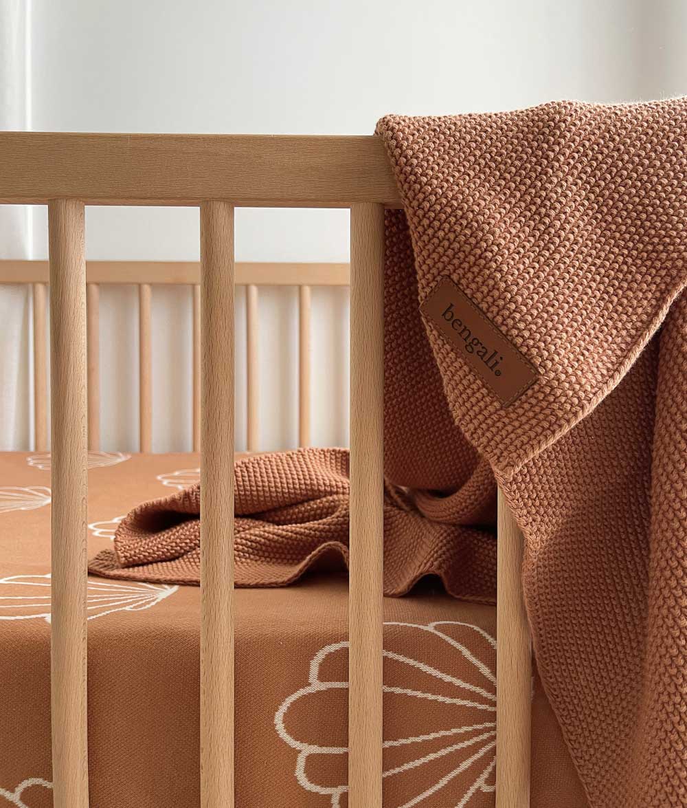 Bengali Baby | Nursery Decor - Allira Knitted Blanket in Toffee