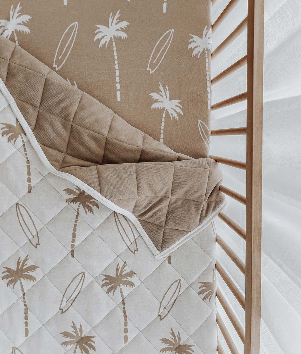 Bengali Bedding | Reversible Bed Quilts - Natural Surfing Palm