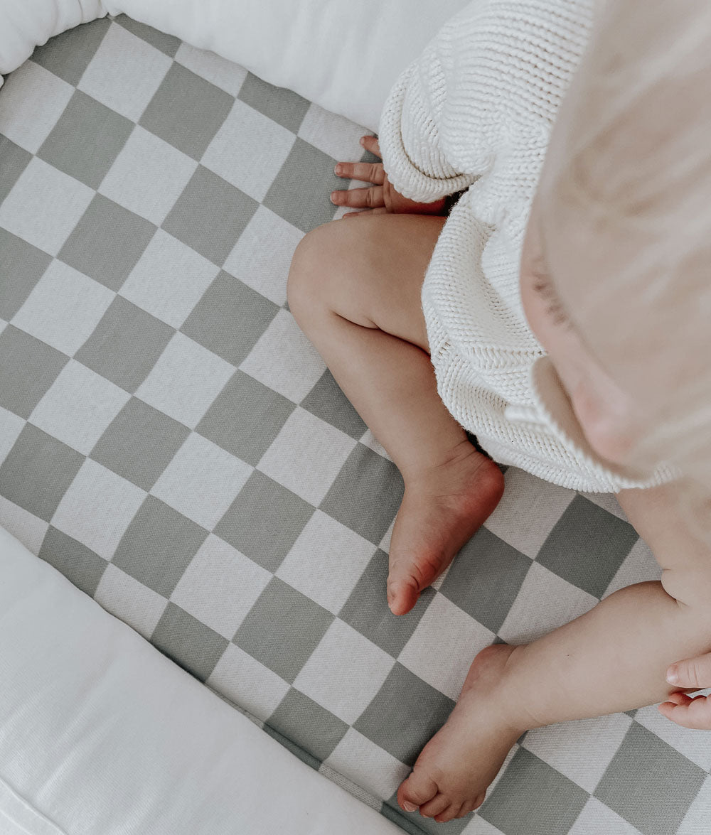 Bengali Baby | Portable Baby Lounger - Sage Gingham