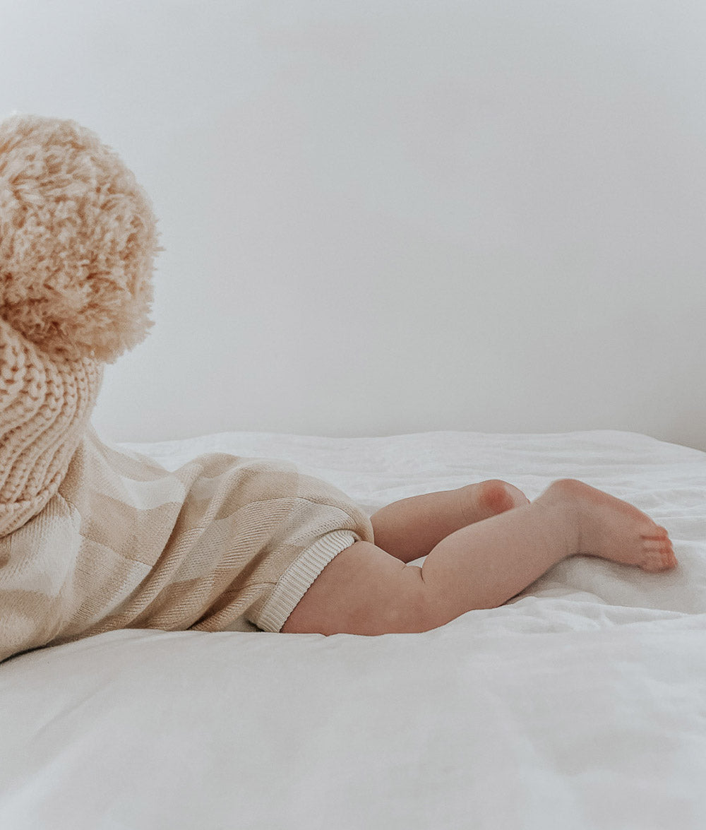 Bengali Baby | Knitwear Romper - Gingham Tan