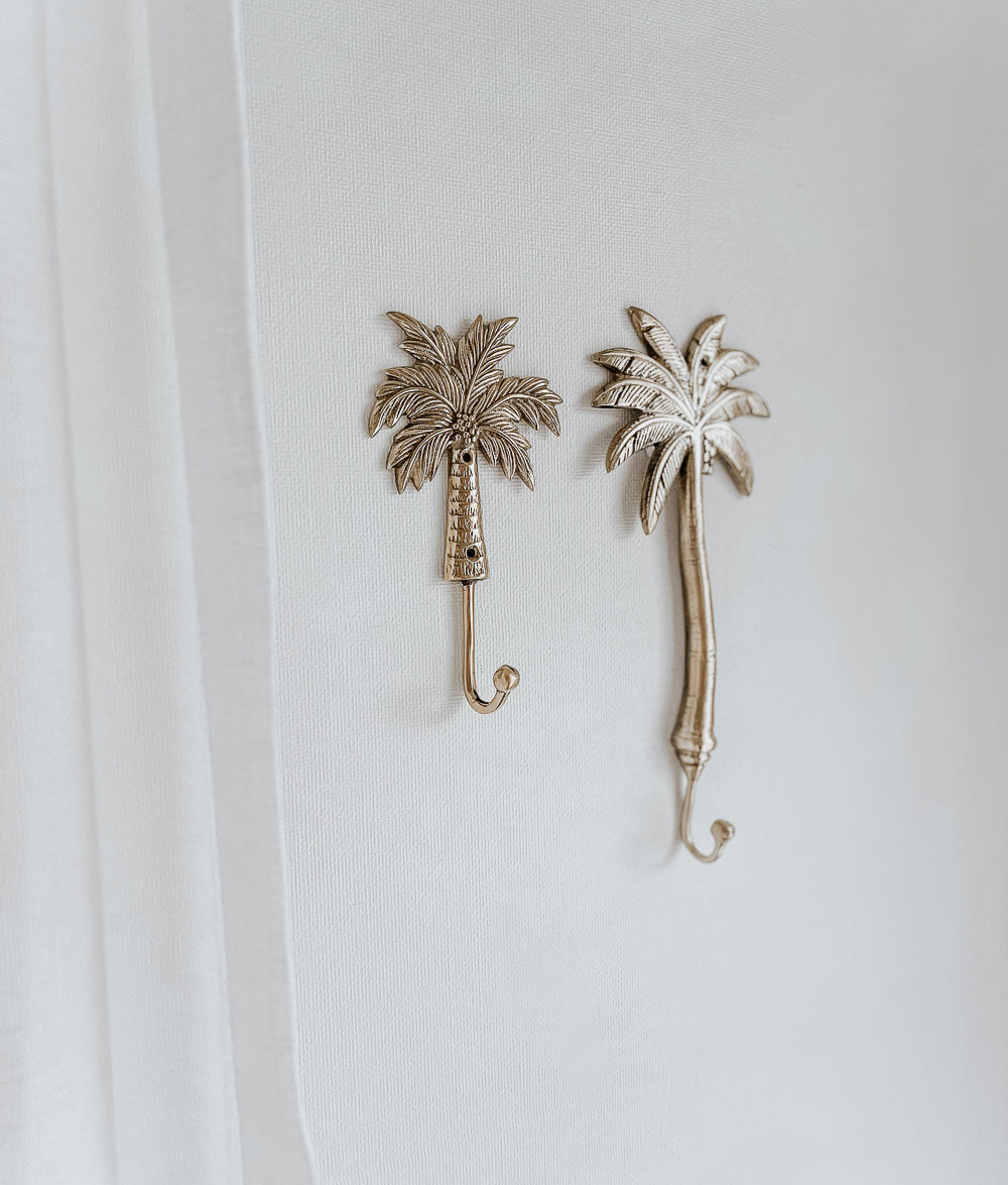 Bali Home™ | Balinese Brass Hooks & Hangers - Small Palm