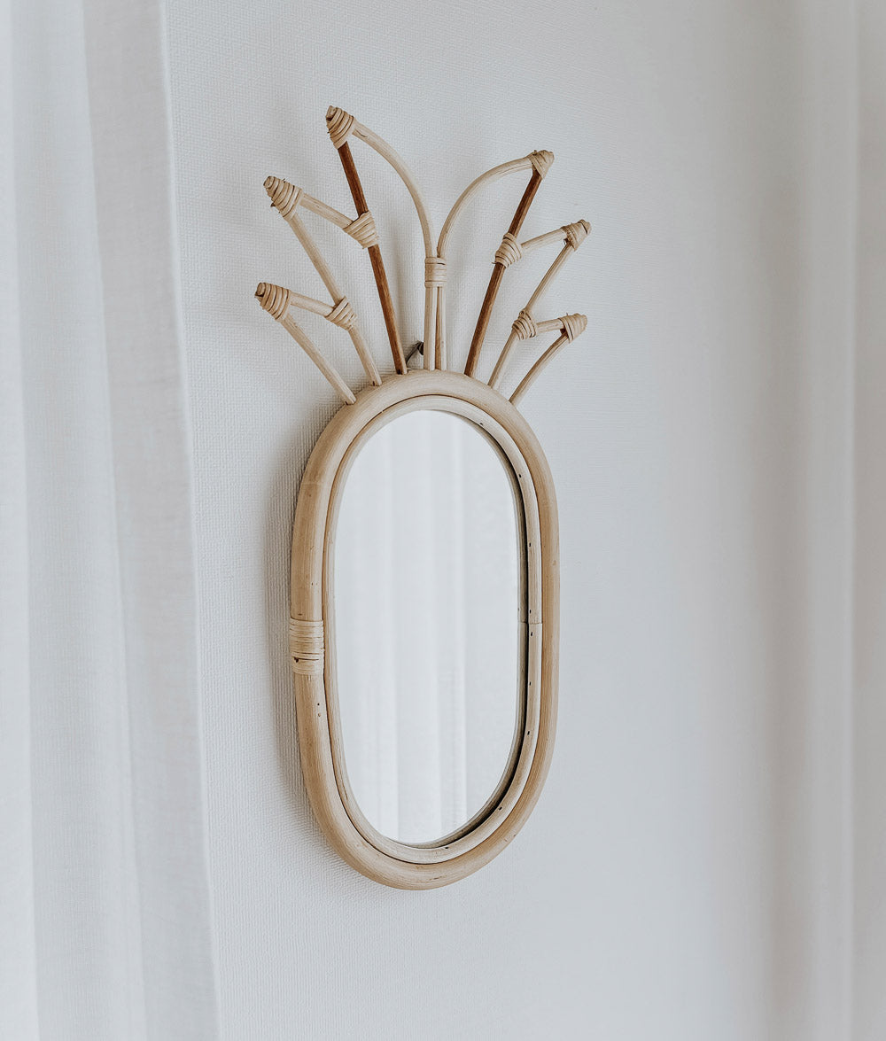 Bali Home™ | Balinese Rattan Mirror - Pineapple