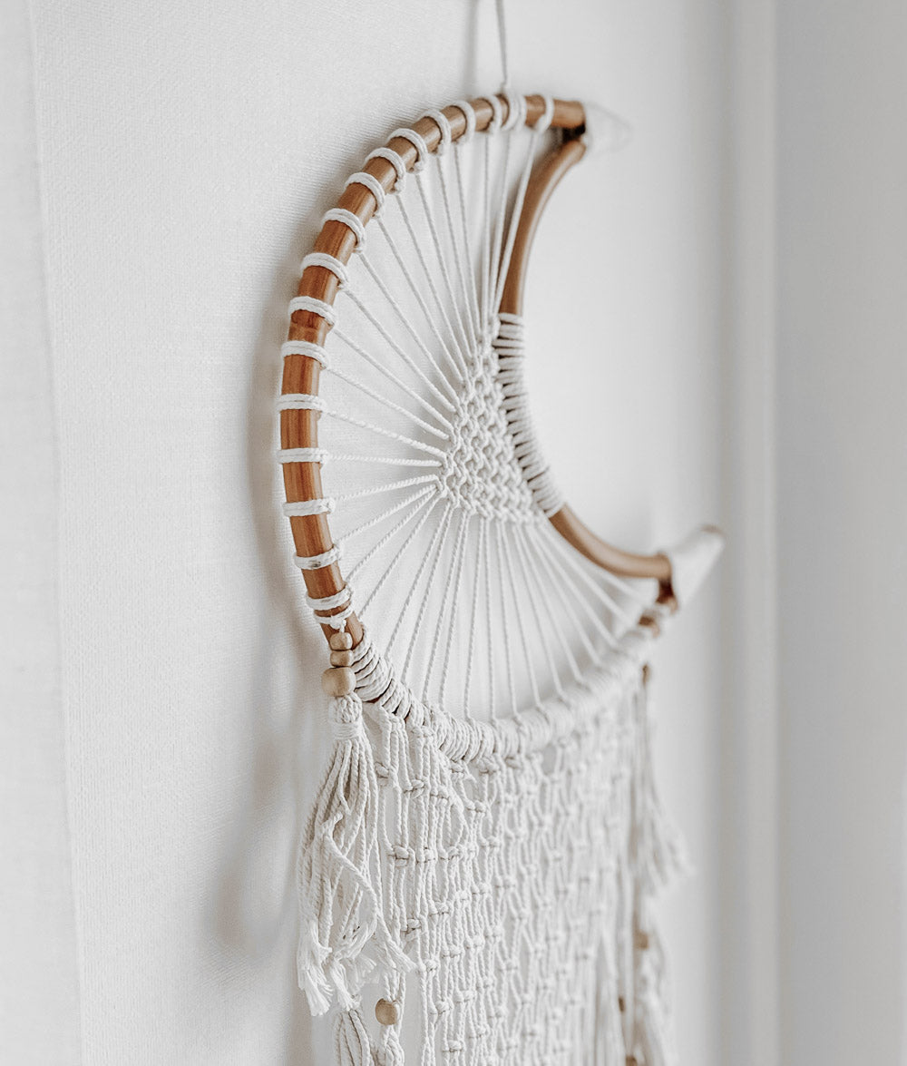 Bali Home™ | Balinese Wall Hanging - Macrame Crescent Dream Catcher