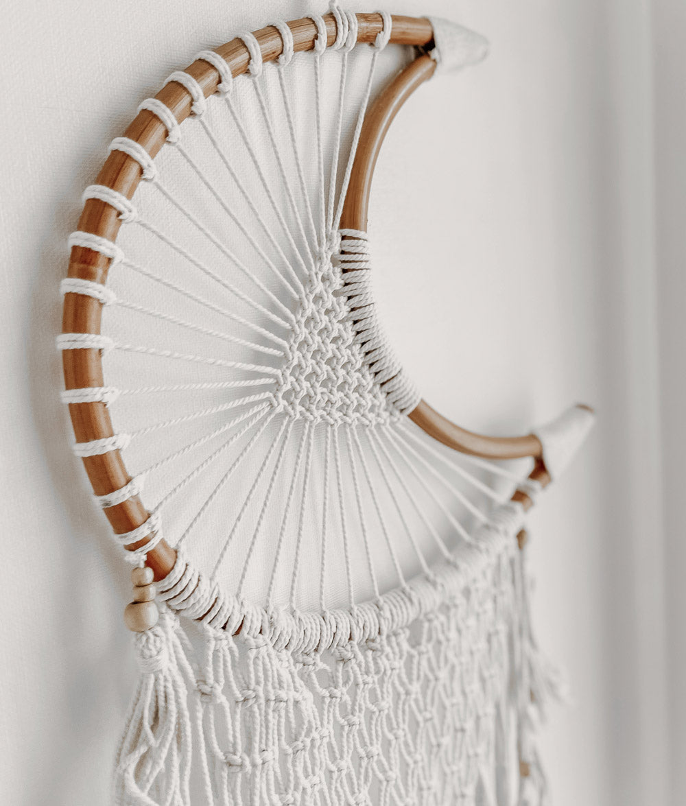 Bali Home™ | Balinese Wall Hanging - Macrame Crescent Dream Catcher