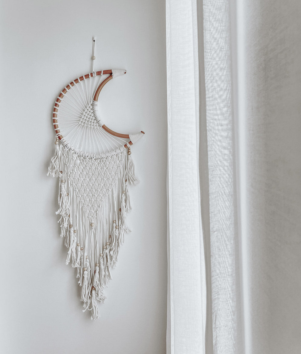 Bali Home™ | Balinese Wall Hanging - Macrame Crescent Dream Catcher