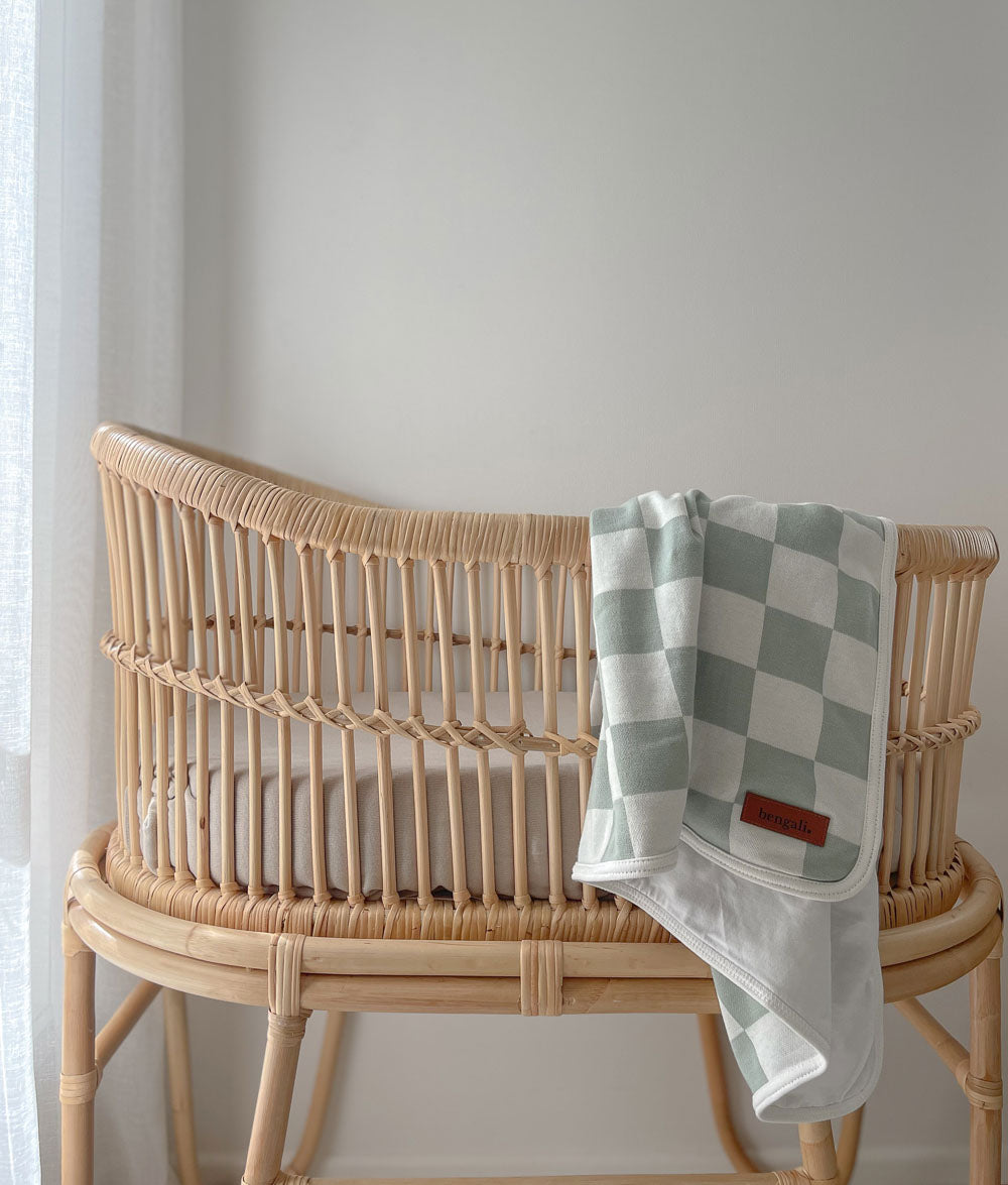 Bengali Baby | Jersey Cotton Swaddle Wrap - Sage Gingham