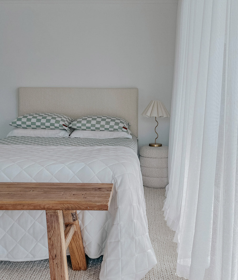 Bengali Bedding | Reversible Bed Quilts - Sage Gingham