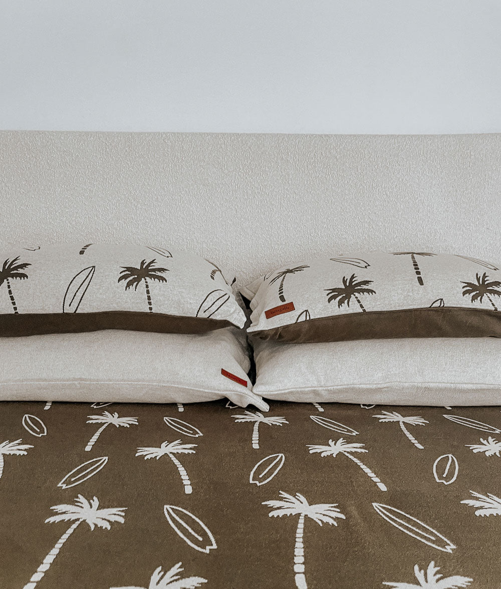 Bengali Bedding | Fitted Jersey Cotton Sheet - Olive Surfing Palm