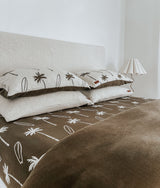 Bengali Bedding | Fitted Jersey Cotton Sheet - Olive Surfing Palm