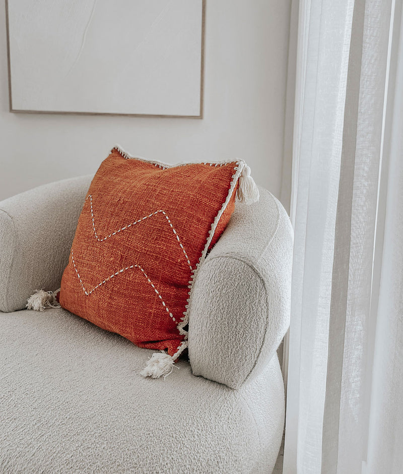 Bengali Home® | Balinese Decor - Papaya & Ivory Tassel Cushion Cover