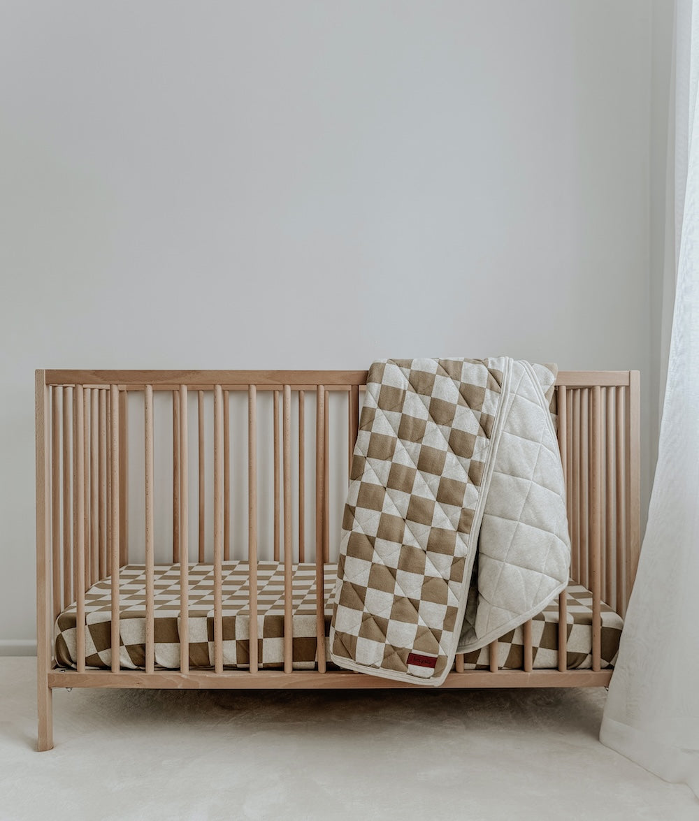 Bengali Baby & Kids | Cot & Single Cotton Bed Quilts - Khaki Gingham Checker